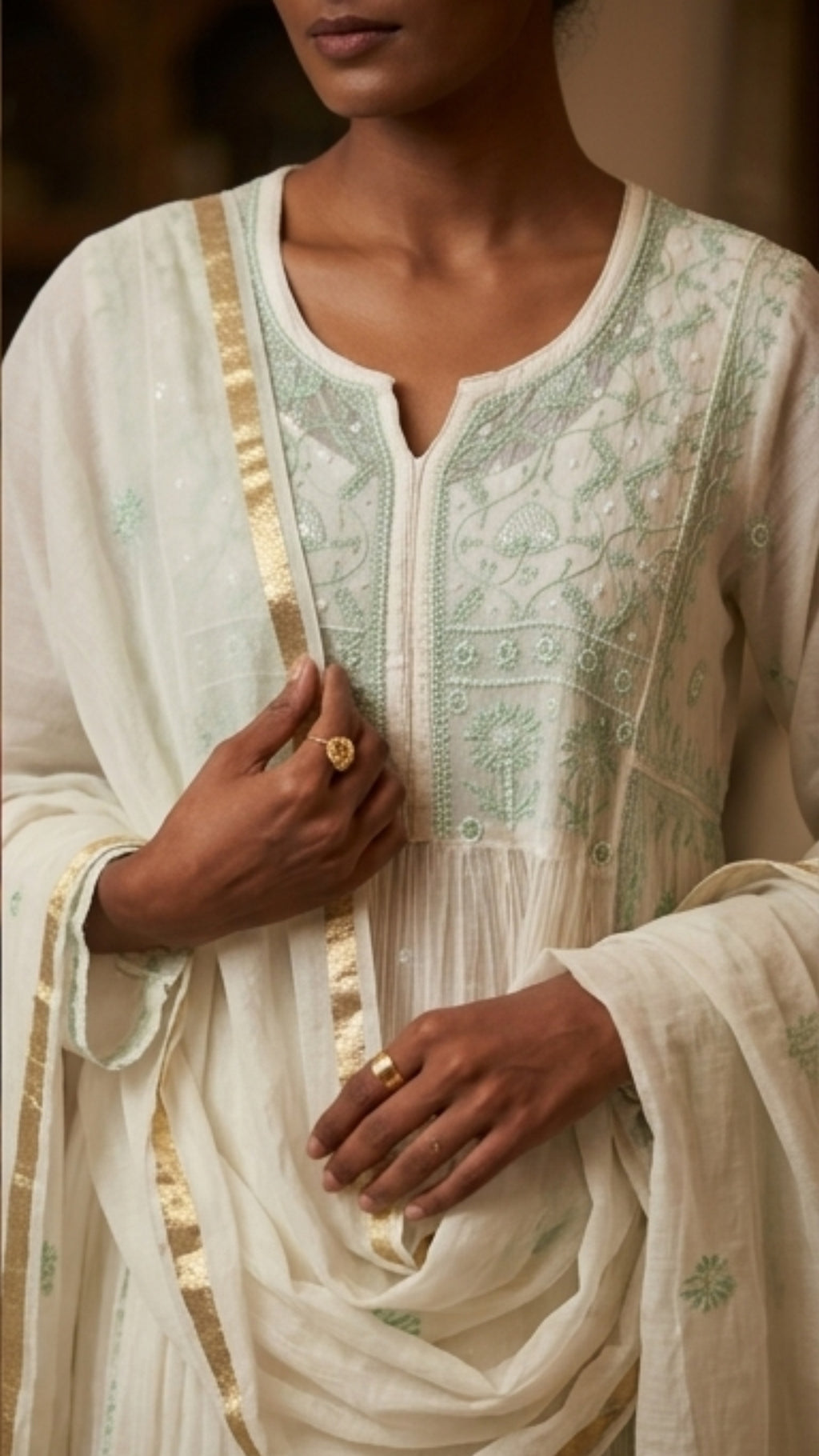 Embroidered Gown with Dupatta – Free Size