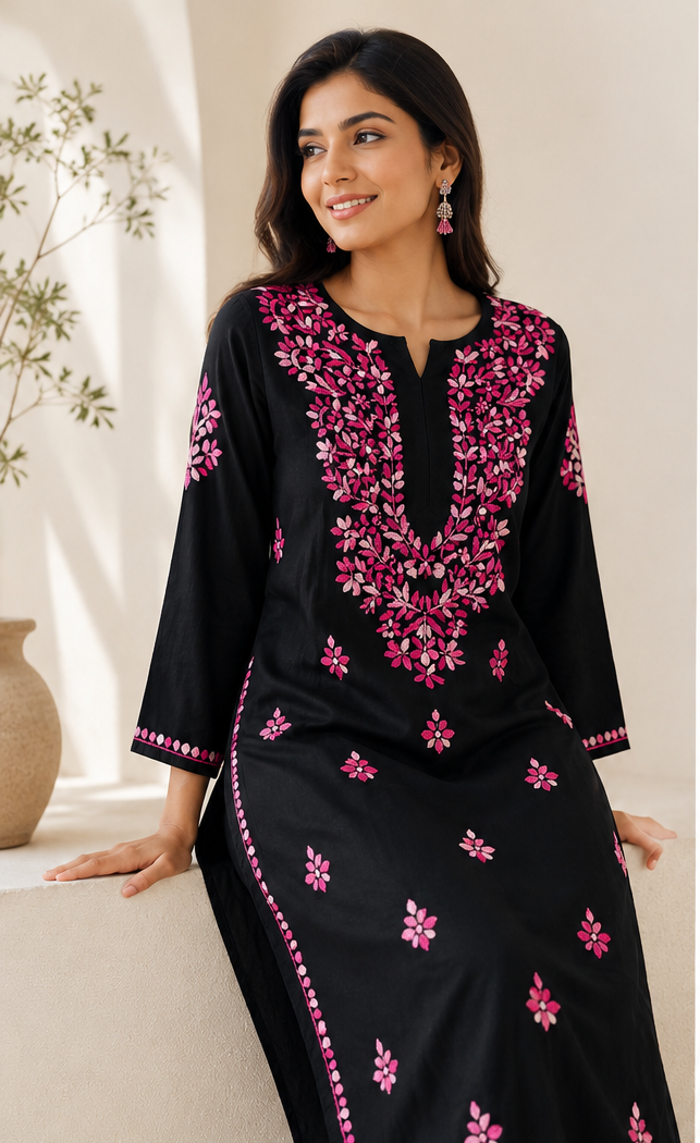 Rayon Chikankari Embroidered Kurta for Women