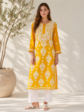 Modal Chikankari Embroidered Straight Kurta