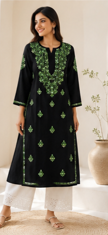 Rayon Chikankari Embroidered Kurta for Women