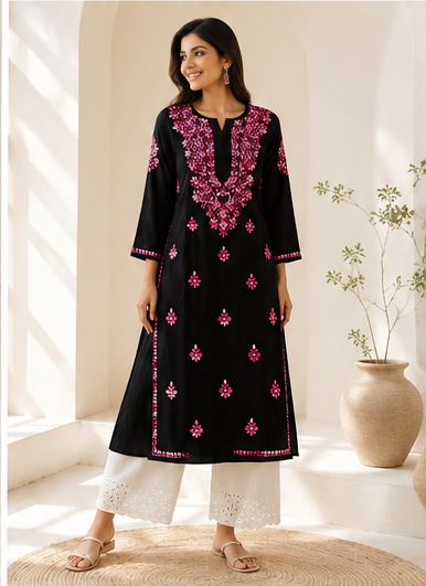 Rayon Chikankari Embroidered Kurta for Women