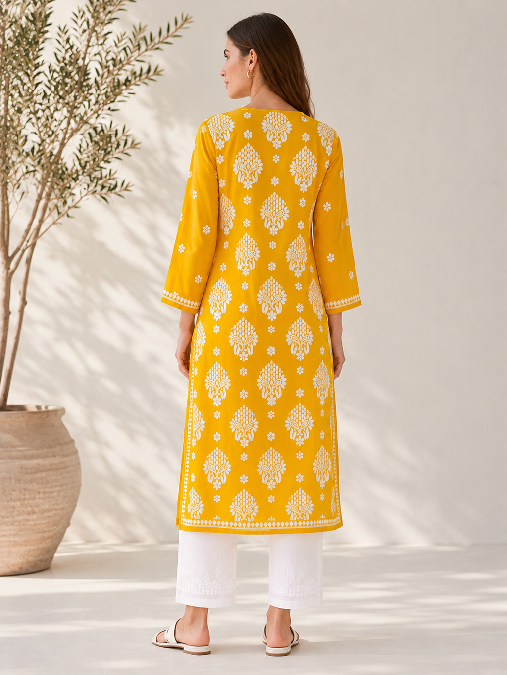 Modal Chikankari Embroidered Straight Kurta