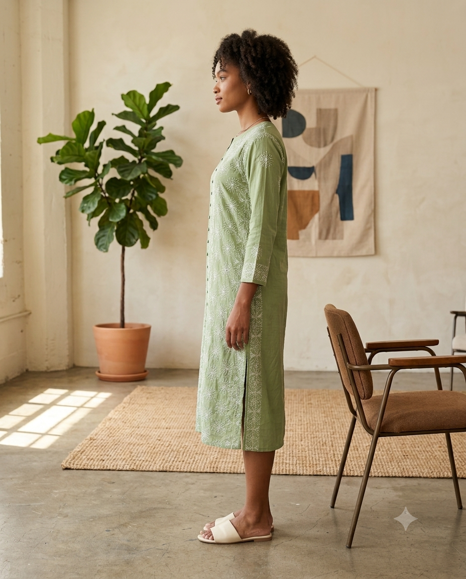 Modal Chikankari Long Kurti