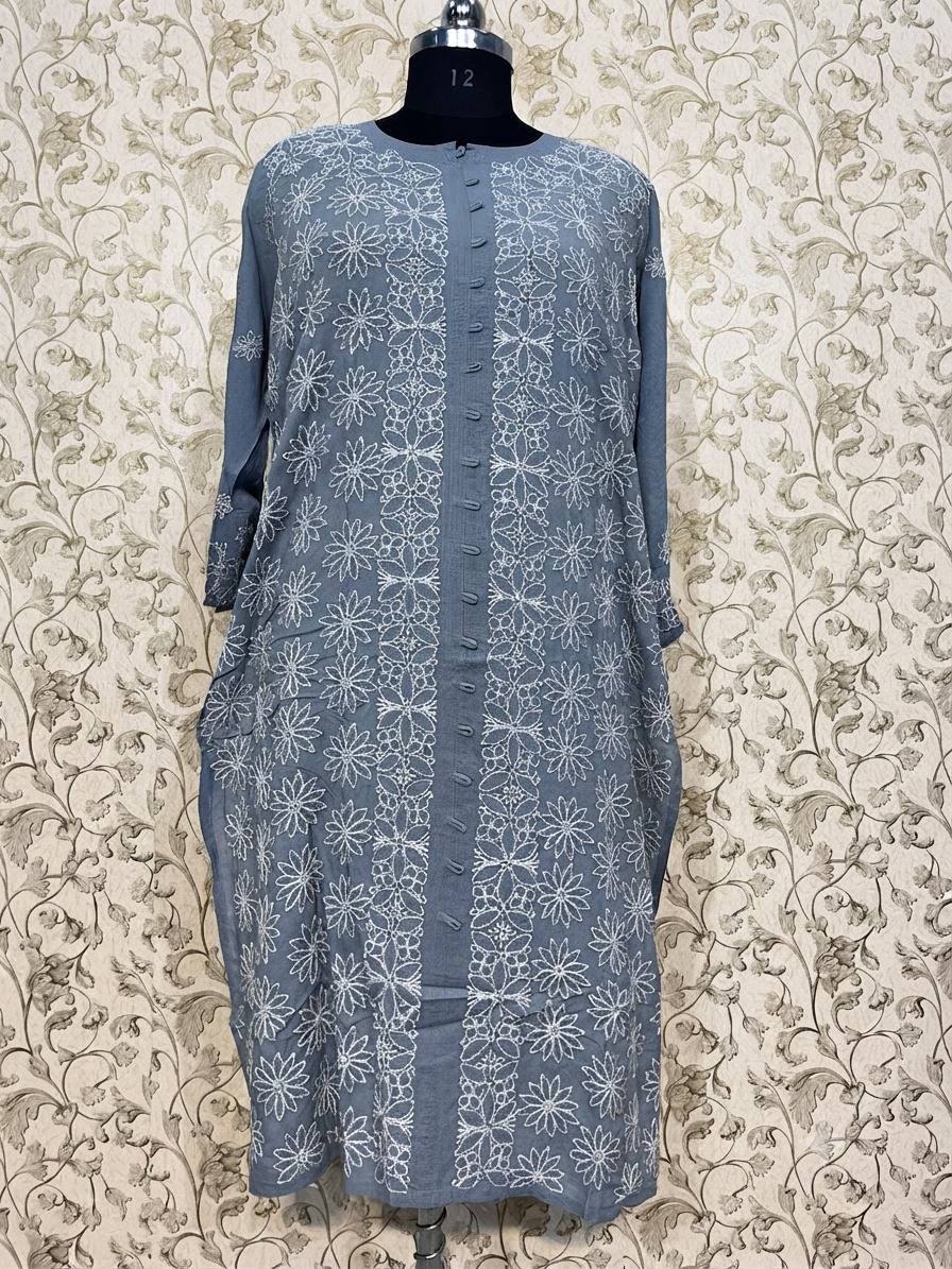 Modal Chikankari Long Kurti
